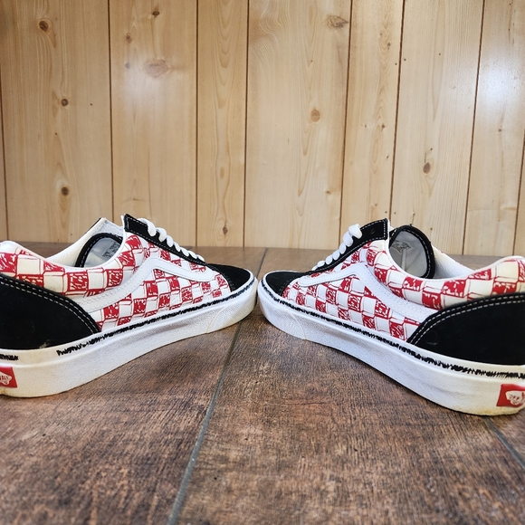 Vans Old Skool Low Sketch Red Checkered Shoes Men's 8.5 Women's 10 Skater Punk - Picture 7 of 10